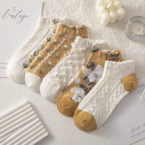5 Pairs Women's Ankle Socks- Floral Print